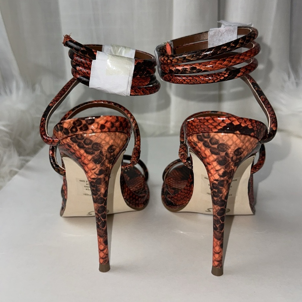 Steve Madden Exotica Orange Snake Print Heels - Picture 6 of 8